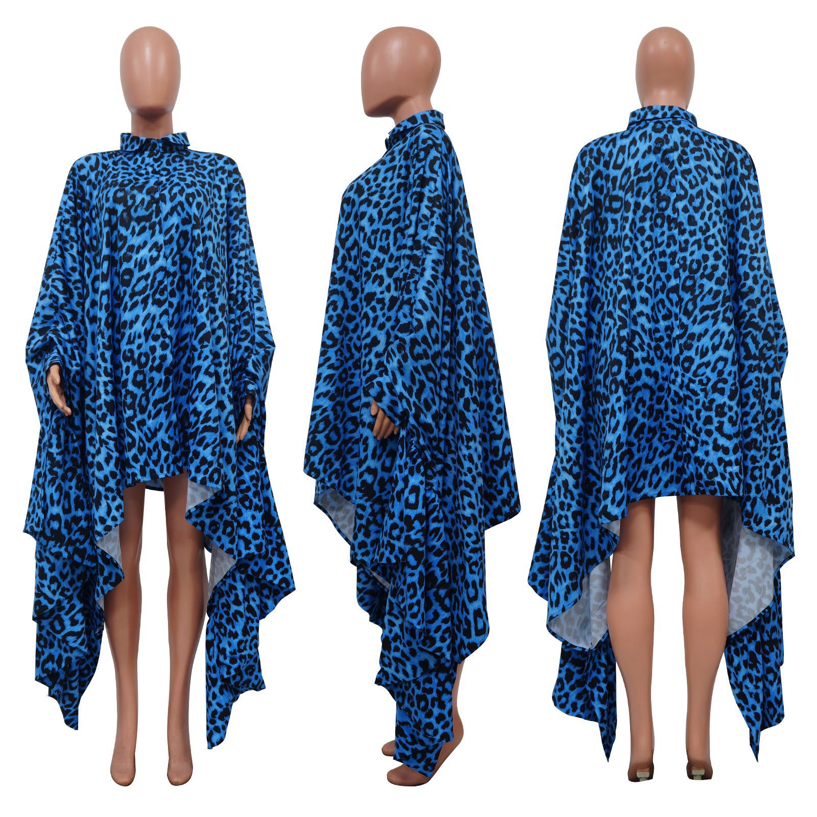 CM.YAYA Fashion Women Leopard Batwing Long Sleeve Button Front Stand Collar Dress 2023 Vintage Streetwear Loose Vestidos Dresses CM.YAYA Fashion Women Leopard Batwing Long Sleeve Button Front Stand Collar Dress 2023 Vintage Streetwear Loose Vestidos Dresses