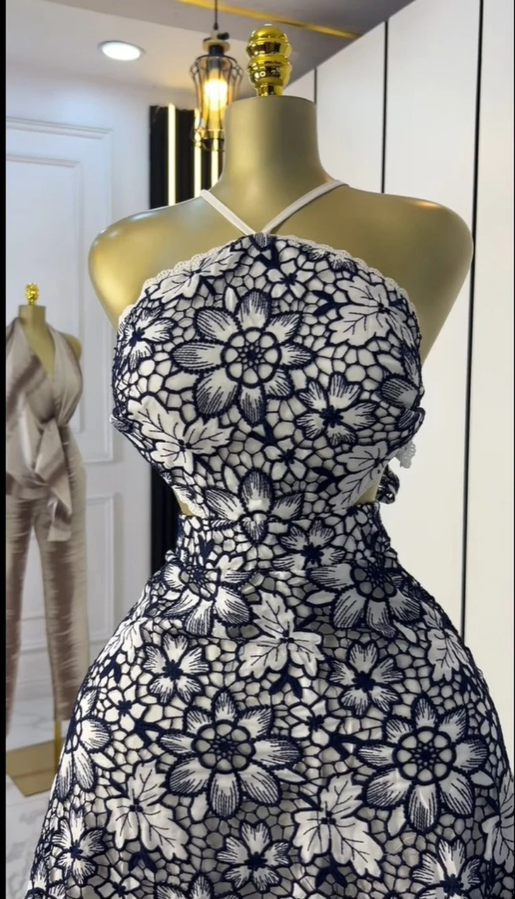 CM.YAYA Women Halter Neck Sleeveless Backless Lace Embroidery Maxi Long Dress Summer Birthday Vacation Beach Holiday Dresses CM.YAYA Women Halter Neck Sleeveless Backless Lace Embroidery Maxi Long Dress Summer Birthday Vacation Beach Holiday Dresses