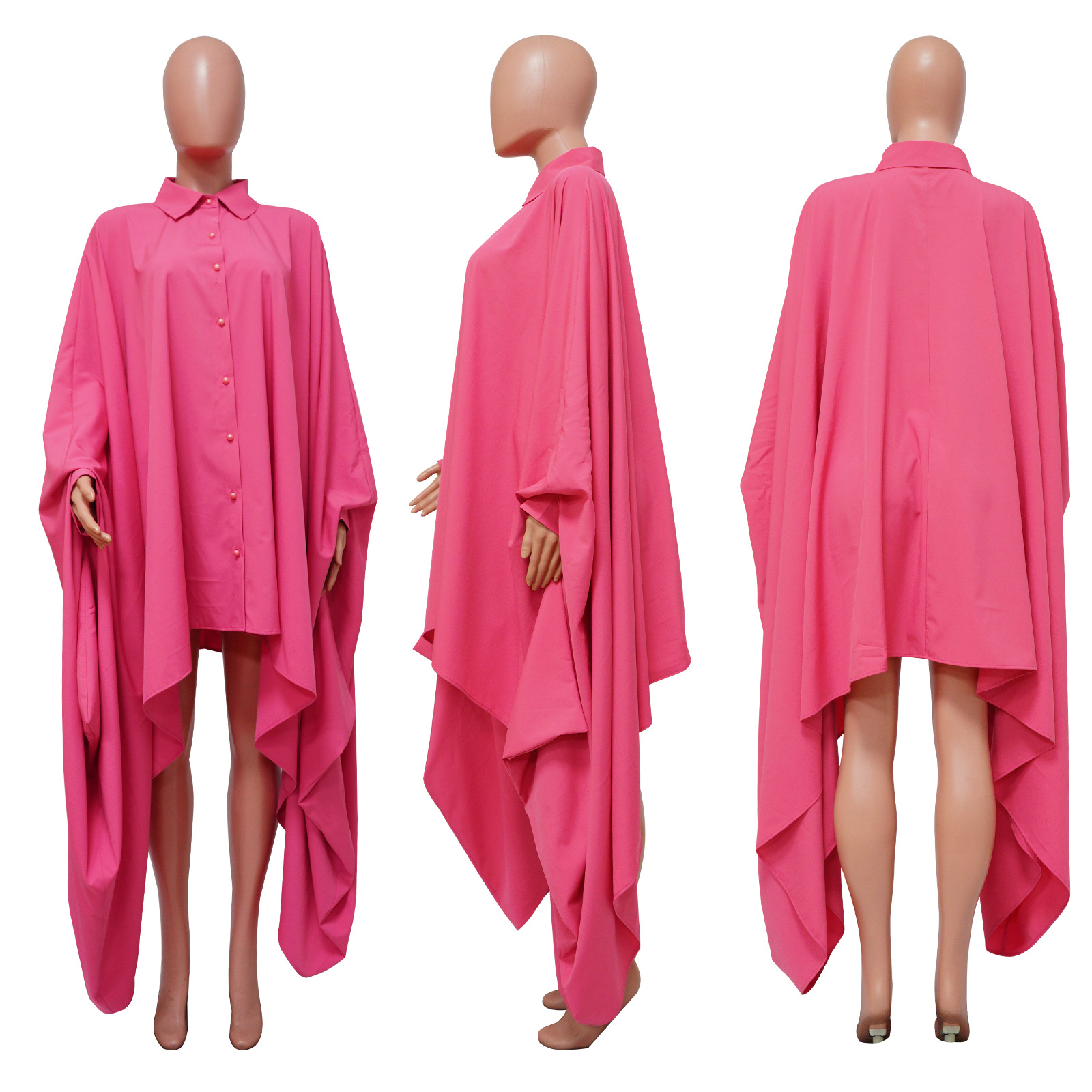 CM.YAYA Women Batwing Long Sleeve Asymmetrical Loose Shirt Style Maxi Long Dress Fashion Vintage Autumn Winter Female Dresses