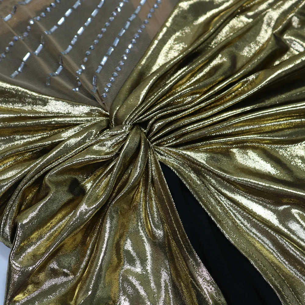 CM.YAYA Summer Sleeveless Split Rhinestone Long Dress mesh see through Fashion Evening Vestidos Sexy Party Club Birthday Dresses