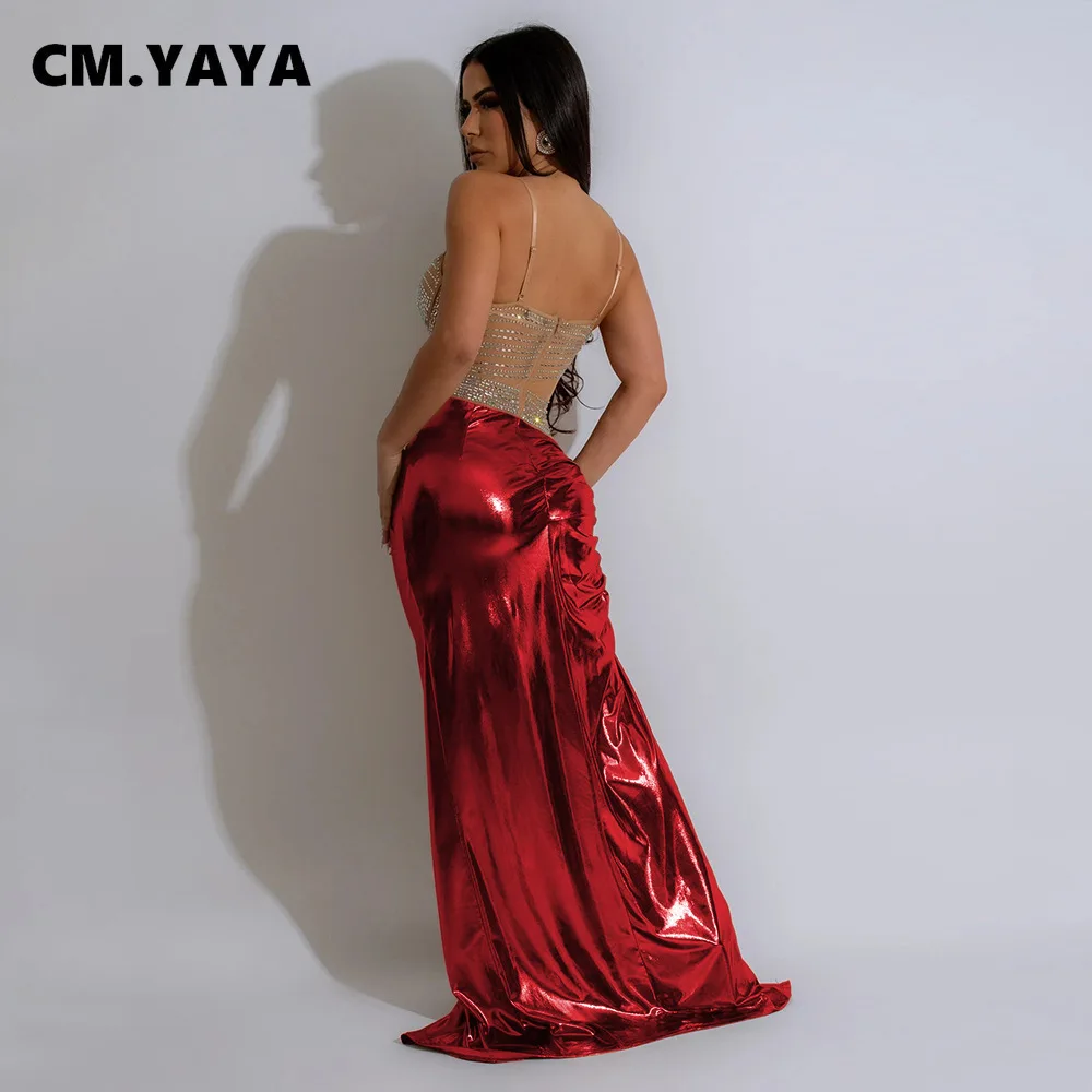 CM.YAYA Summer Sleeveless Split Rhinestone Long Dress mesh see through Fashion Evening Vestidos Sexy Party Club Birthday Dresses CM.YAYA Summer Sleeveless Split Rhinestone Long Dress mesh see through Fashion Evening Vestidos Sexy Party Club Birthday Dresses