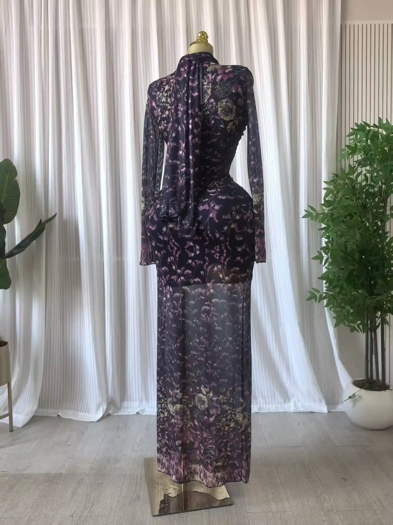 GLCMYAYA Women 3D Floral Printed Long Sleeve Multi-wear Bodycon Midi Maxi Dress 2026 Street Beach Holiday Long Dresses Vestido