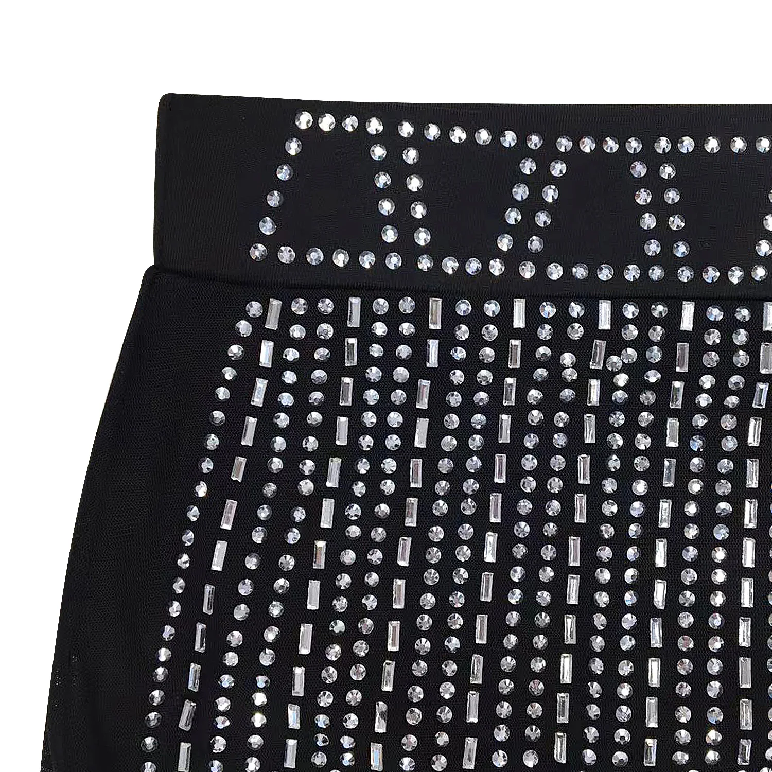 CM.YAYA Women Mesh See Though Hot Rhinestones Diamonds Patchwork Maxi Midi Dress Sexy Party Long Skirts Suit Matching Set