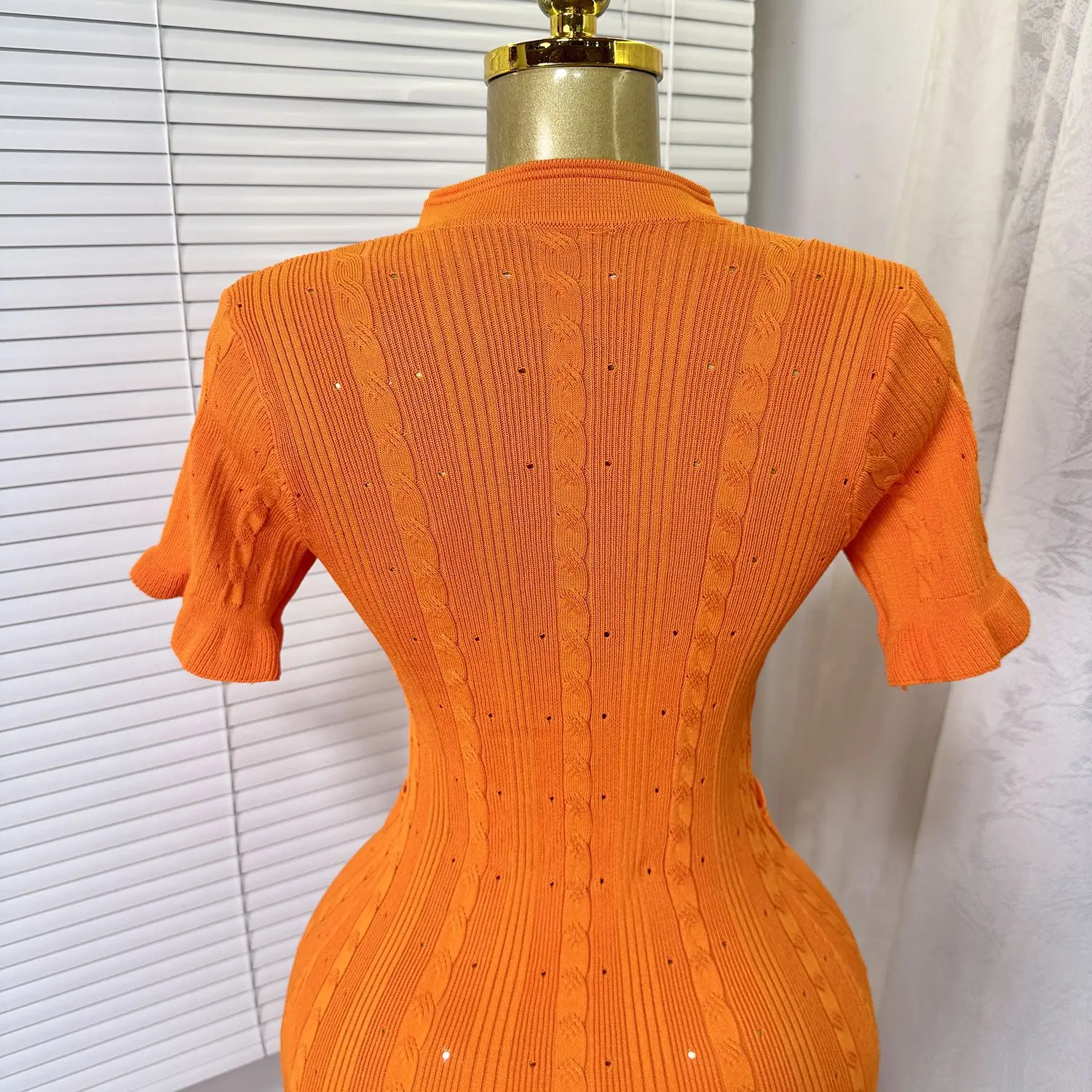 GLCMYAYA Women Single Breasted O-neck Short Sleeve Knit Ribbed Bodycon Midi Dress 2025 Vacation Sexy Party Club Vestidos Dresses