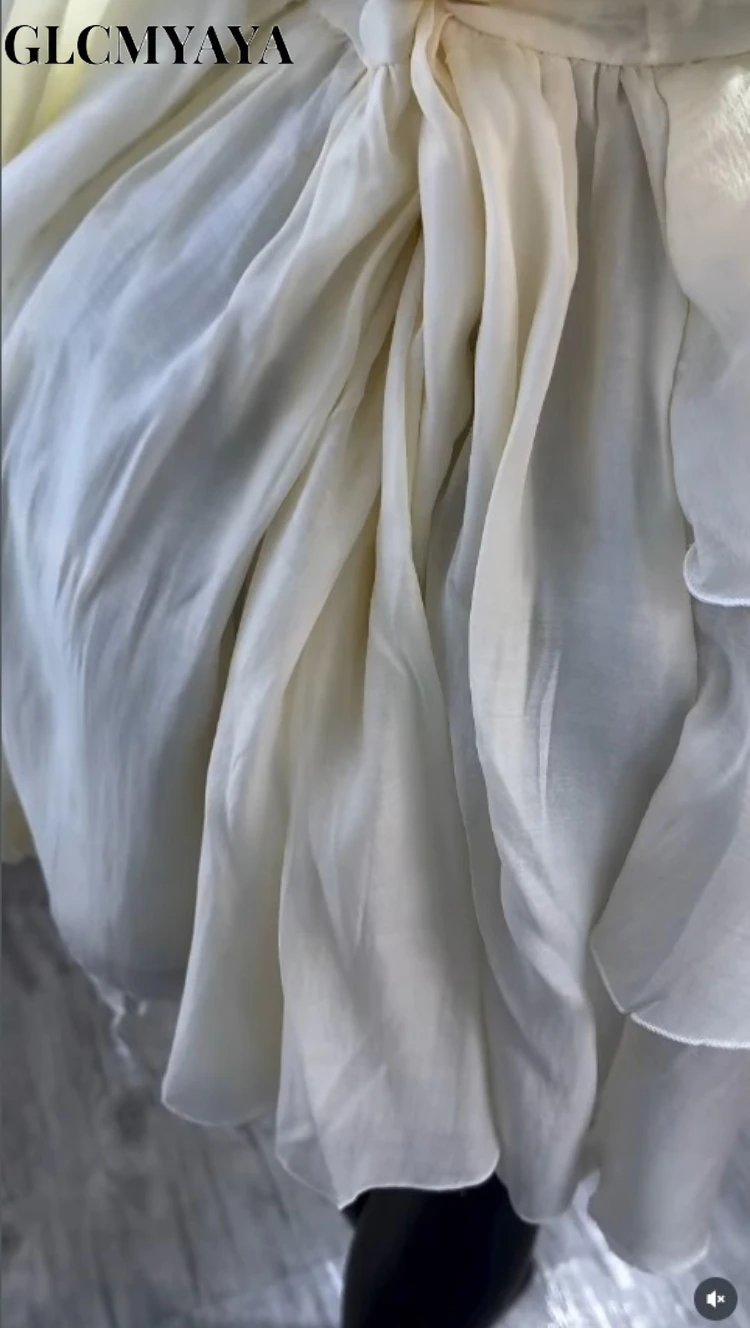 CM.YAYA Women Cascading Ruffles Smock Cutout Front Long Sleeve Mini Dress 2026 Street Party Education Holiday Dresses Vestidos