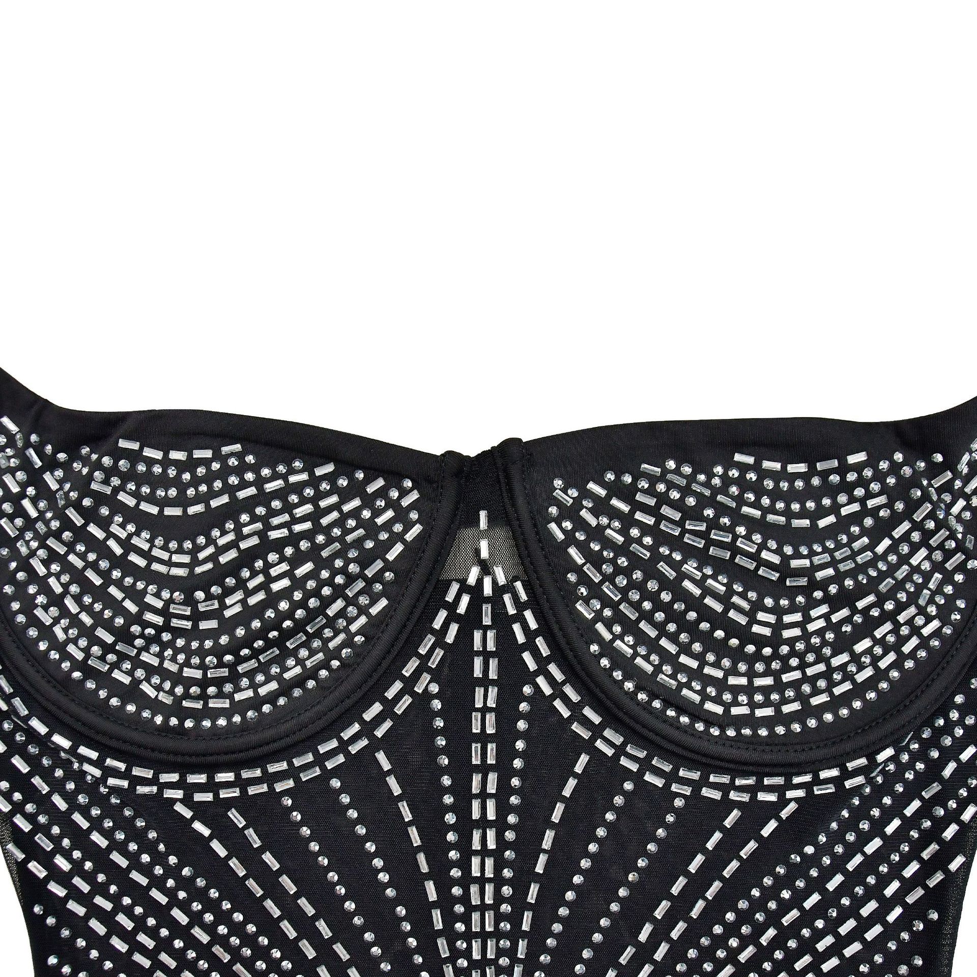 CM.YAYA Women Mesh See Though Diamonds Hot Drill Sleeveless Strap Bodycon Maxi Dress 2023 Sexy Party Evening Vestidos Dresses