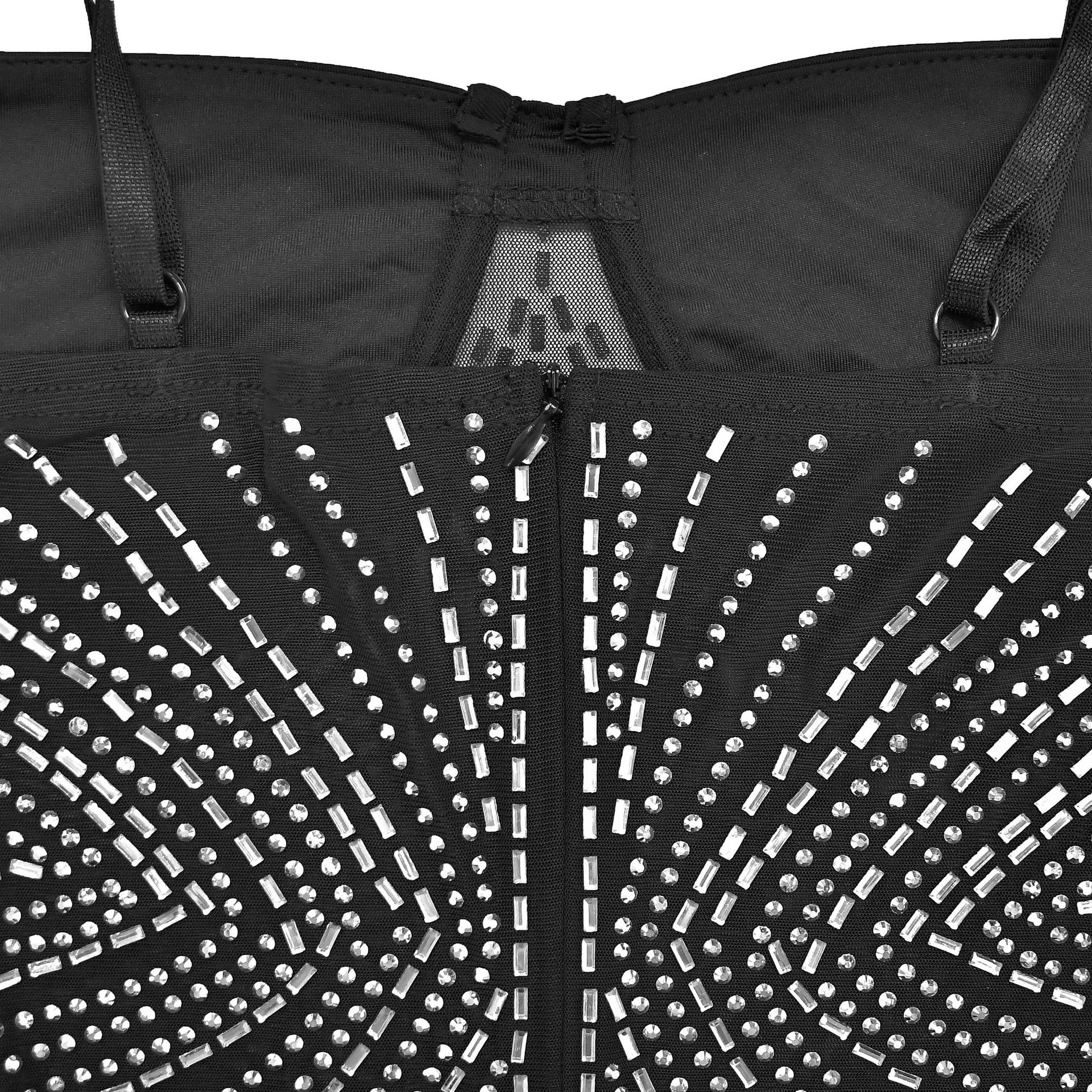 CM.YAYA Women Mesh See Though Diamonds Hot Drill Sleeveless Strap Bodycon Maxi Dress 2023 Sexy Party Evening Vestidos Dresses