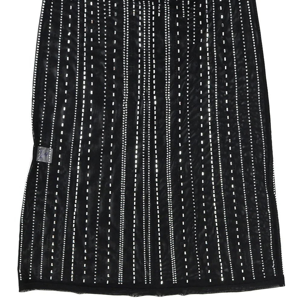 CM.YAYA Women Mesh See Though Diamonds Hot Rhinestones Sleeveless Strap Maxi Long Dress 2025 Sexy Party Evening Vestidos Dresses