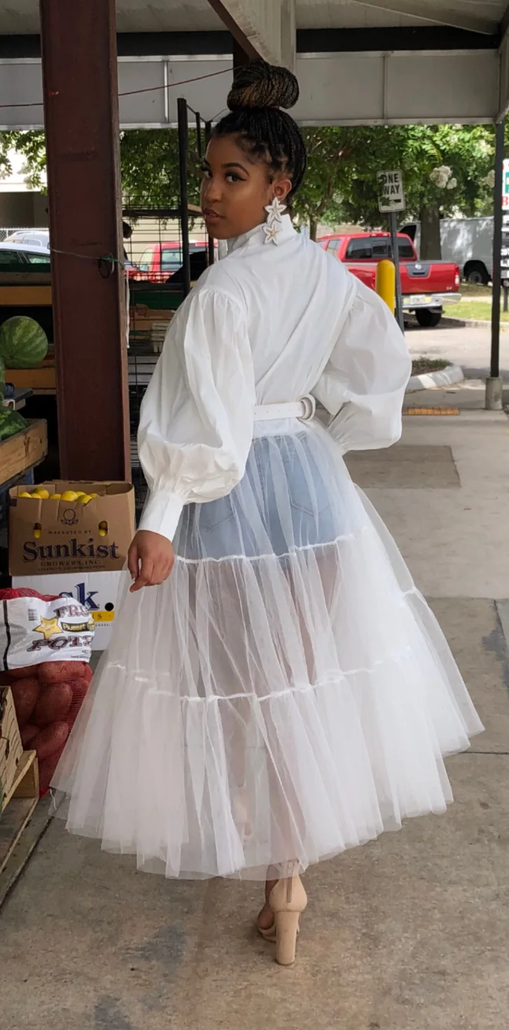 CM.YAYA Women Summer Long Sleeve Maxi Blouses Mesh Patchwork Long Dress Vintage Sexy Club Maxi Dresses