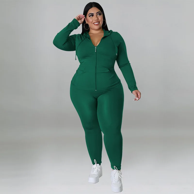 CM.YAYA Elegant Plus Size Women's Set Ong Sleeve Track Zip Sweatshirt and Pants Set Fashion Tracksuit Two 2 Piece Set Outfits CM.YAYA Elegant Plus Size Women's Set Ong Sleeve Track Zip Sweatshirt and Pants Set Fashion Tracksuit Two 2 Piece Set Outfits
