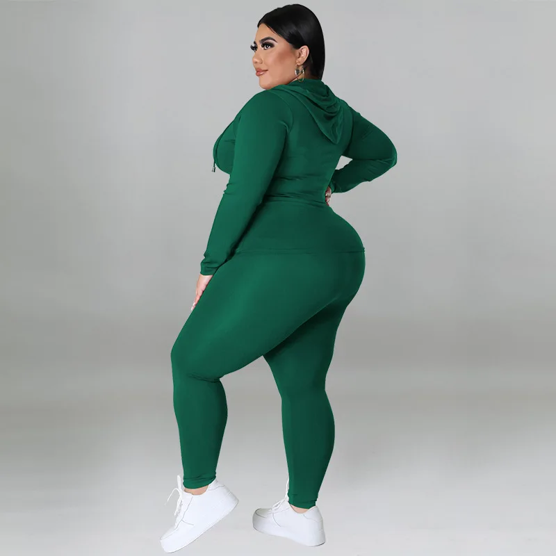 CM.YAYA Elegant Plus Size Women's Set Ong Sleeve Track Zip Sweatshirt and Pants Set Fashion Tracksuit Two 2 Piece Set Outfits CM.YAYA Elegant Plus Size Women's Set Ong Sleeve Track Zip Sweatshirt and Pants Set Fashion Tracksuit Two 2 Piece Set Outfits
