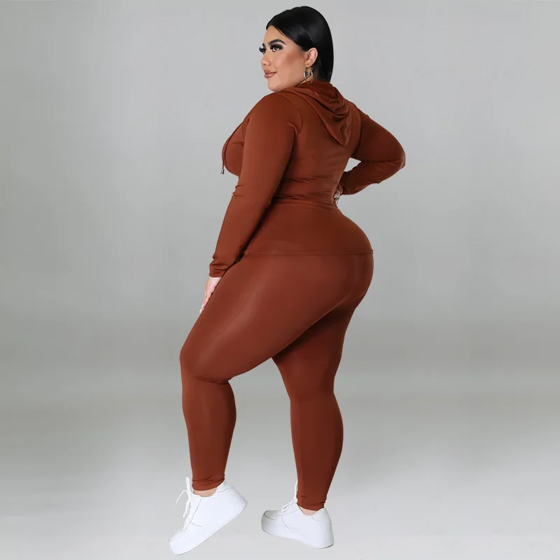 CM.YAYA Elegant Plus Size Women's Set Ong Sleeve Track Zip Sweatshirt and Pants Set Fashion Tracksuit Two 2 Piece Set Outfits CM.YAYA Elegant Plus Size Women's Set Ong Sleeve Track Zip Sweatshirt and Pants Set Fashion Tracksuit Two 2 Piece Set Outfits