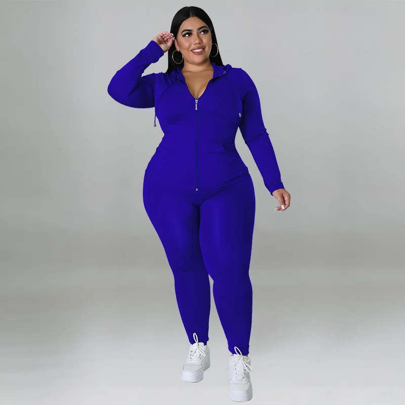 CM.YAYA Elegant Plus Size Women's Set Ong Sleeve Track Zip Sweatshirt and Pants Set Fashion Tracksuit Two 2 Piece Set Outfits CM.YAYA Elegant Plus Size Women's Set Ong Sleeve Track Zip Sweatshirt and Pants Set Fashion Tracksuit Two 2 Piece Set Outfits