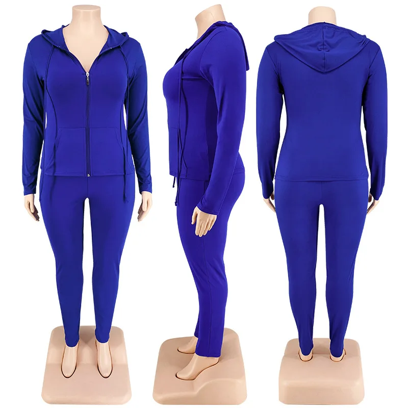 CM.YAYA Elegant Plus Size Women's Set Ong Sleeve Track Zip Sweatshirt and Pants Set Fashion Tracksuit Two 2 Piece Set Outfits CM.YAYA Elegant Plus Size Women's Set Ong Sleeve Track Zip Sweatshirt and Pants Set Fashion Tracksuit Two 2 Piece Set Outfits