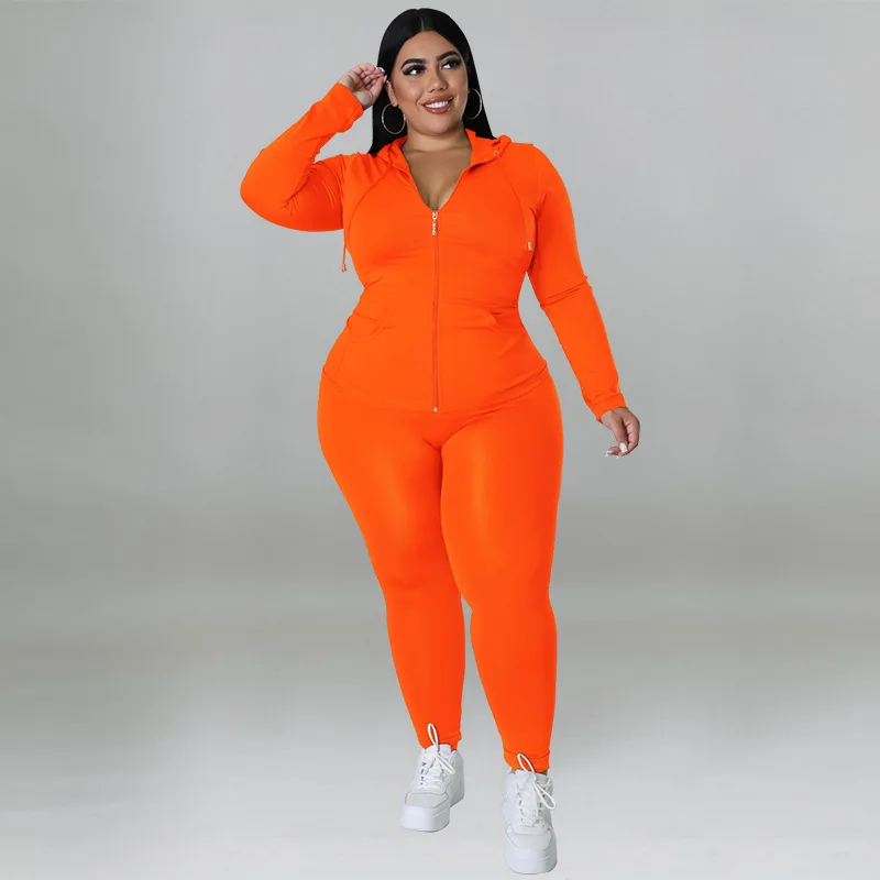CM.YAYA Elegant Plus Size Women's Set Ong Sleeve Track Zip Sweatshirt and Pants Set Fashion Tracksuit Two 2 Piece Set Outfits CM.YAYA Elegant Plus Size Women's Set Ong Sleeve Track Zip Sweatshirt and Pants Set Fashion Tracksuit Two 2 Piece Set Outfits