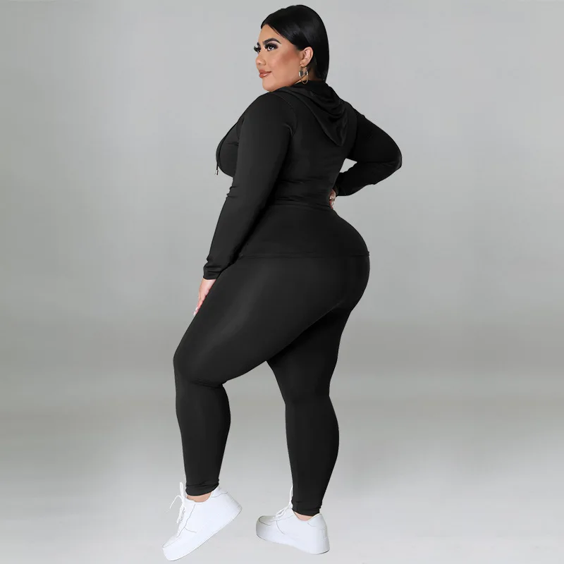 CM.YAYA Elegant Plus Size Women's Set Ong Sleeve Track Zip Sweatshirt and Pants Set Fashion Tracksuit Two 2 Piece Set Outfits CM.YAYA Elegant Plus Size Women's Set Ong Sleeve Track Zip Sweatshirt and Pants Set Fashion Tracksuit Two 2 Piece Set Outfits