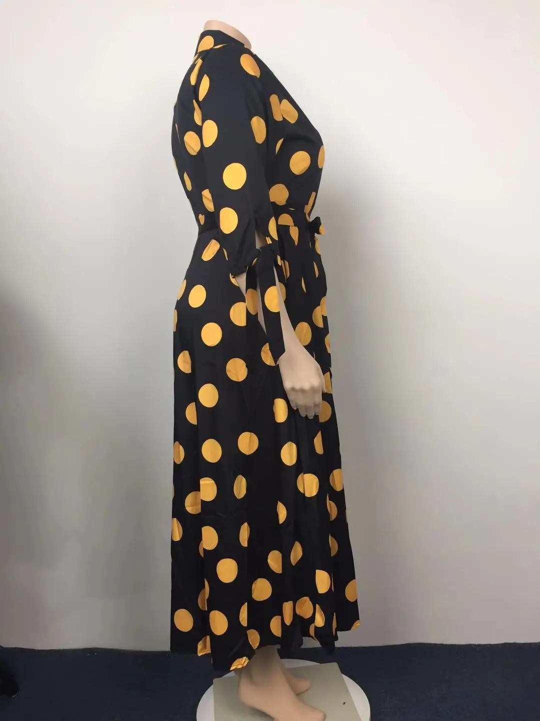 CM.YAYA Autumn Dot Print Button Up Plus Size XL-5XL Women Blousers Maxi Dress Vestidos Streetwear Long Dresses Vestidos CM.YAYA Autumn Dot Print Button Up Plus Size XL-5XL Women Blousers Maxi Dress Vestidos Streetwear Long Dresses Vestidos