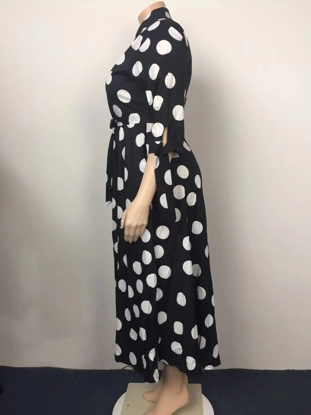 CM.YAYA Autumn Dot Print Button Up Plus Size XL-5XL Women Blousers Maxi Dress Vestidos Streetwear Long Dresses Vestidos CM.YAYA Autumn Dot Print Button Up Plus Size XL-5XL Women Blousers Maxi Dress Vestidos Streetwear Long Dresses Vestidos