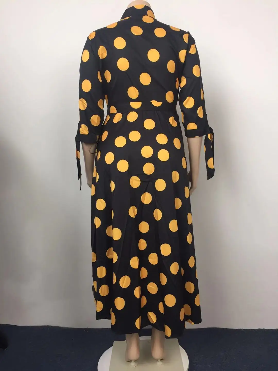 CM.YAYA Autumn Dot Print Button Up Plus Size XL-5XL Women Blousers Maxi Dress Vestidos Streetwear Long Dresses Vestidos CM.YAYA Autumn Dot Print Button Up Plus Size XL-5XL Women Blousers Maxi Dress Vestidos Streetwear Long Dresses Vestidos