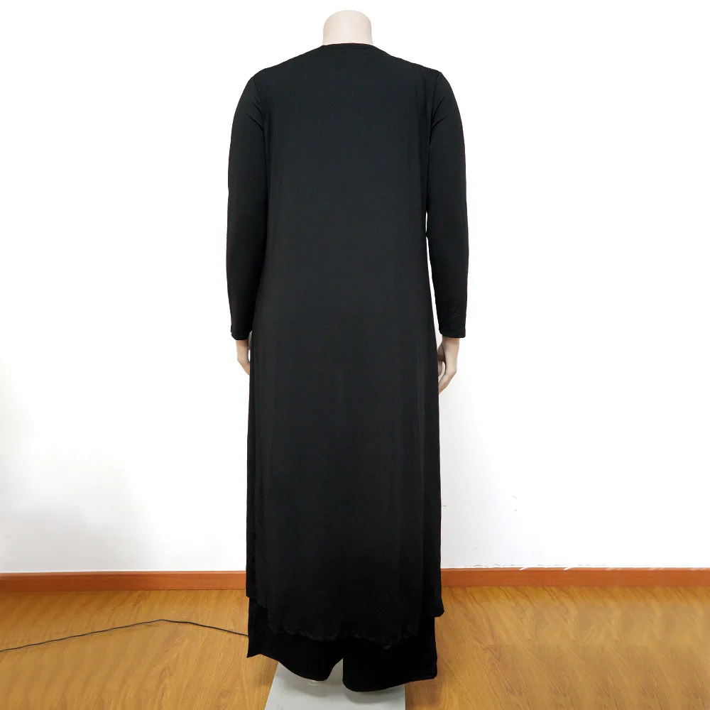 CM.YAYA Plus Size Women Straight Pants Suit + Long Open Stitch Clock + Tank Matching 3-piece Set Outftis Street Curve Tracksuit CM.YAYA Plus Size Women Straight Pants Suit + Long Open Stitch Clock + Tank Matching 3-piece Set Outftis Street Curve Tracksuit