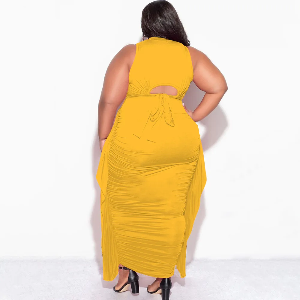 CM.YAYA Plus Size Elegant Women Two 2 Piece Set Outfits 2024 Summer T-shirt + Long Skirts Suits Casual Ruffles Fitness Tracksuit