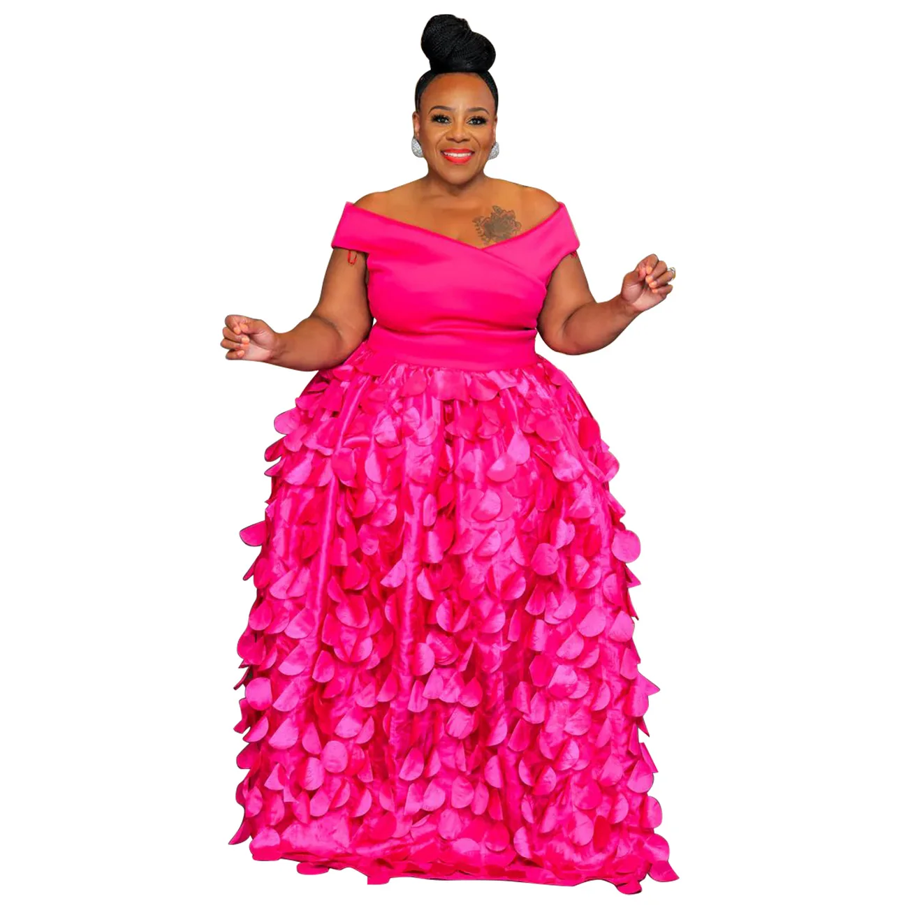 CM.YAYA Plus Size Women Short Sleeve Slash Neck Big Swing Loose Smock Maxi Dress 2024 Fall Party Evening Long Dresses CM.YAYA Plus Size Women Short Sleeve Slash Neck Big Swing Loose Smock Maxi Dress 2024 Fall Party Evening Long Dresses