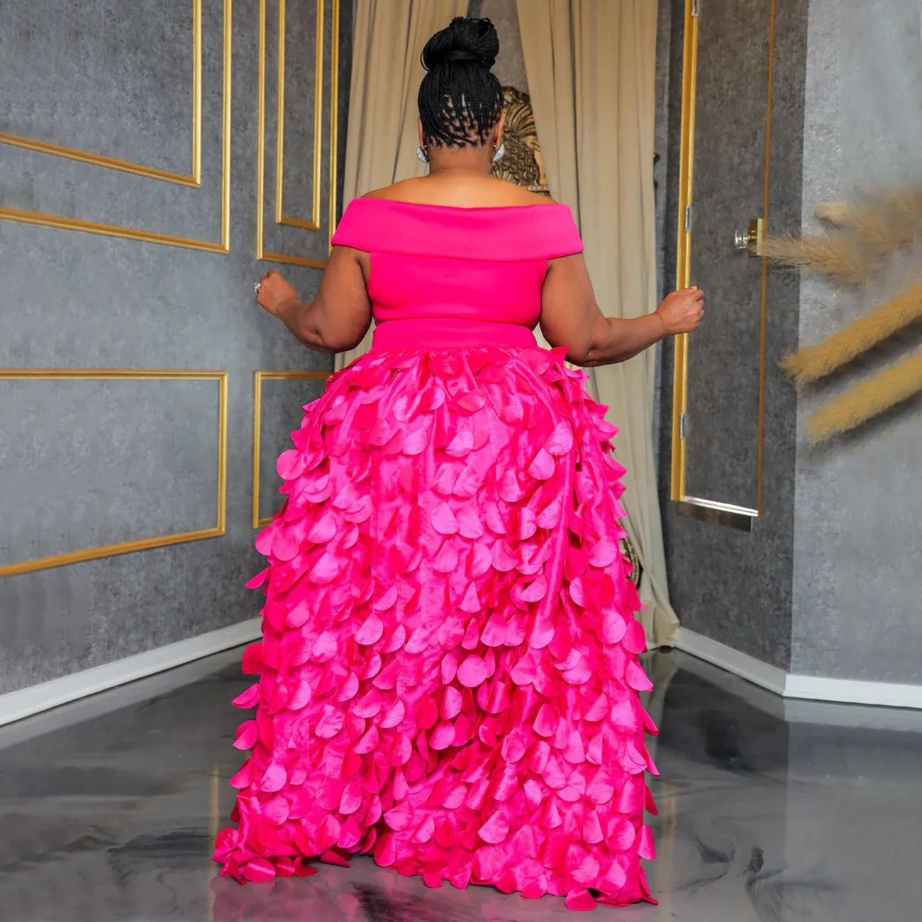 CM.YAYA Plus Size Women Short Sleeve Slash Neck Big Swing Loose Smock Maxi Dress 2024 Fall Party Evening Long Dresses CM.YAYA Plus Size Women Short Sleeve Slash Neck Big Swing Loose Smock Maxi Dress 2024 Fall Party Evening Long Dresses