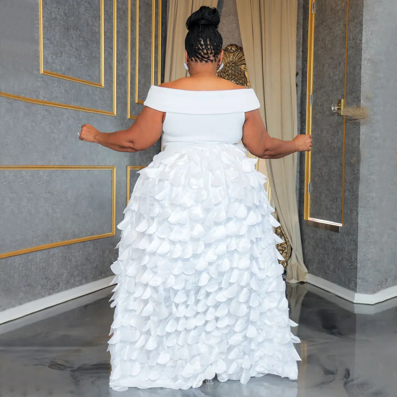 CM.YAYA Plus Size Women Short Sleeve Slash Neck Big Swing Loose Smock Maxi Dress 2024 Fall Party Evening Long Dresses CM.YAYA Plus Size Women Short Sleeve Slash Neck Big Swing Loose Smock Maxi Dress 2024 Fall Party Evening Long Dresses