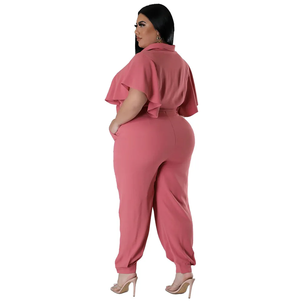 CM.YAYA Elegant Plus Size Loose Women's Set Tie Crop Ruffles Top +pencil Pants Suits Streetwear Tracksuit Two 2 Piece Set CM.YAYA Elegant Plus Size Loose Women's Set Tie Crop Ruffles Top +pencil Pants Suits Streetwear Tracksuit Two 2 Piece Set