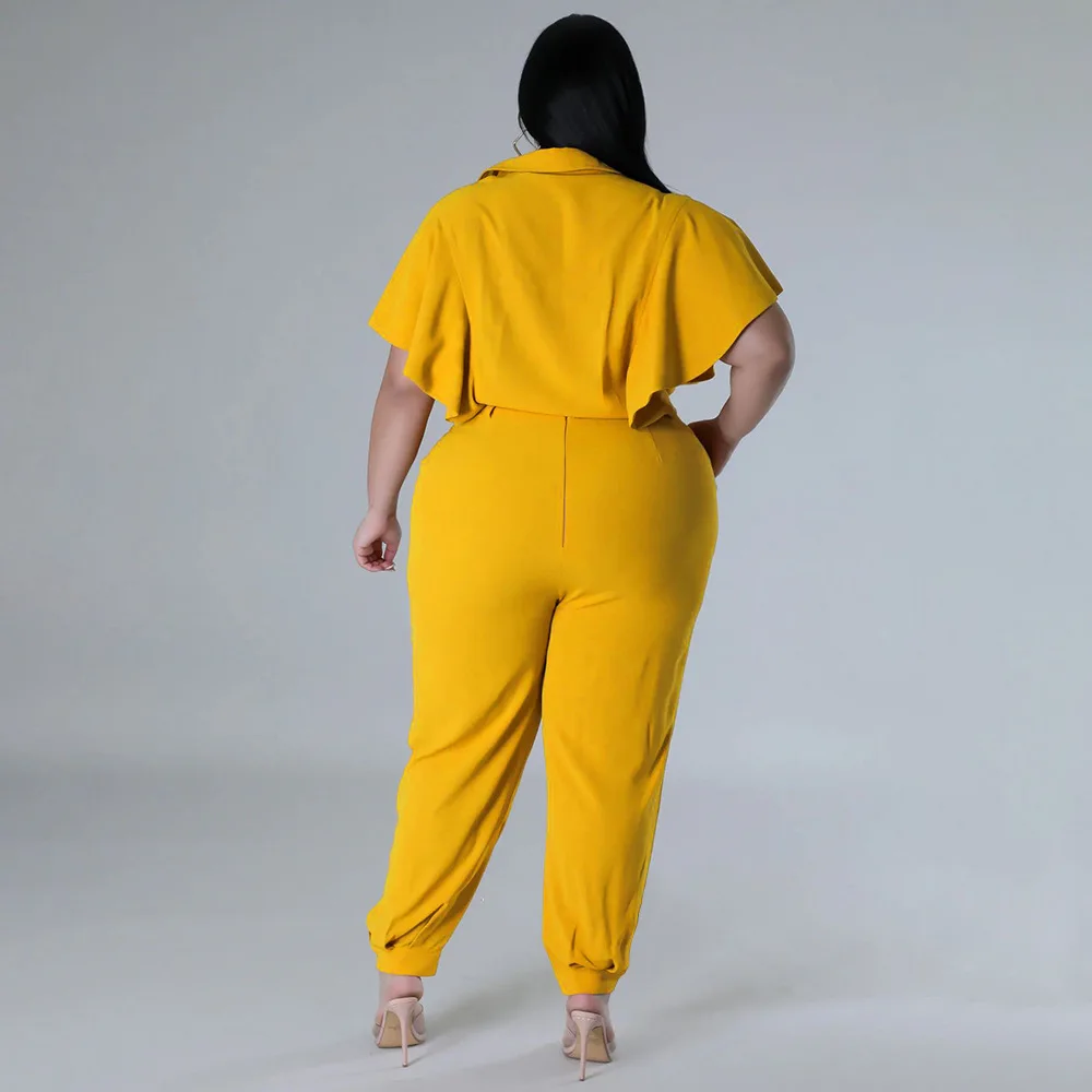CM.YAYA Elegant Plus Size Loose Women's Set Tie Crop Ruffles Top +pencil Pants Suits Streetwear Tracksuit Two 2 Piece Set CM.YAYA Elegant Plus Size Loose Women's Set Tie Crop Ruffles Top +pencil Pants Suits Streetwear Tracksuit Two 2 Piece Set
