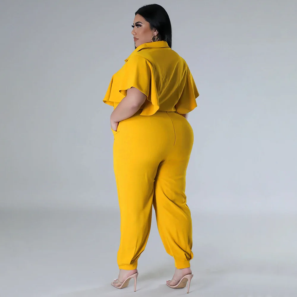 CM.YAYA Elegant Plus Size Loose Women's Set Tie Crop Ruffles Top +pencil Pants Suits Streetwear Tracksuit Two 2 Piece Set CM.YAYA Elegant Plus Size Loose Women's Set Tie Crop Ruffles Top +pencil Pants Suits Streetwear Tracksuit Two 2 Piece Set