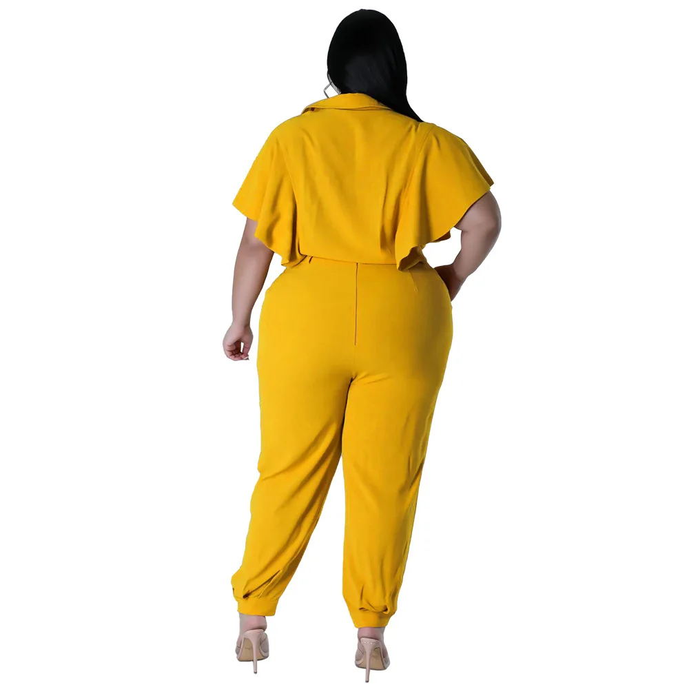 CM.YAYA Elegant Plus Size Loose Women's Set Tie Crop Ruffles Top +pencil Pants Suits Streetwear Tracksuit Two 2 Piece Set CM.YAYA Elegant Plus Size Loose Women's Set Tie Crop Ruffles Top +pencil Pants Suits Streetwear Tracksuit Two 2 Piece Set