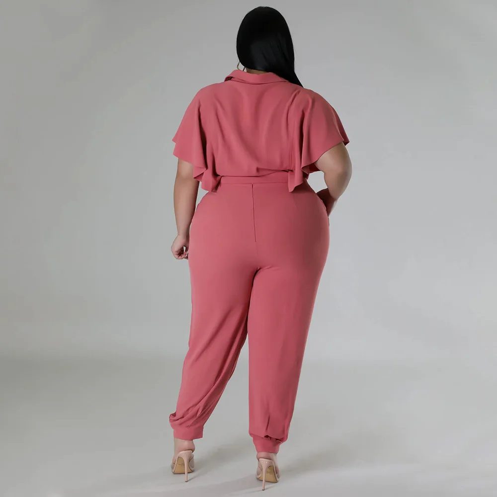 CM.YAYA Elegant Plus Size Loose Women's Set Tie Crop Ruffles Top +pencil Pants Suits Streetwear Tracksuit Two 2 Piece Set CM.YAYA Elegant Plus Size Loose Women's Set Tie Crop Ruffles Top +pencil Pants Suits Streetwear Tracksuit Two 2 Piece Set