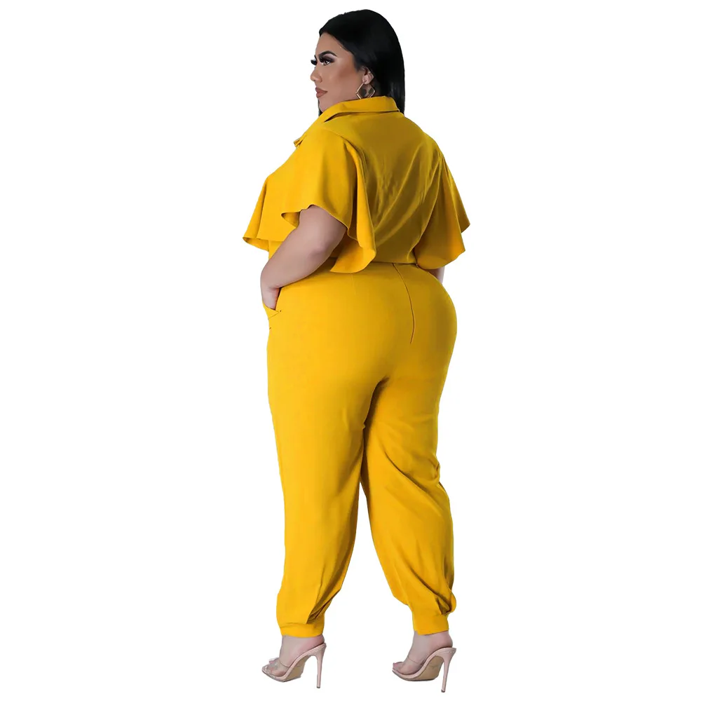 CM.YAYA Elegant Plus Size Loose Women's Set Tie Crop Ruffles Top +pencil Pants Suits Streetwear Tracksuit Two 2 Piece Set CM.YAYA Elegant Plus Size Loose Women's Set Tie Crop Ruffles Top +pencil Pants Suits Streetwear Tracksuit Two 2 Piece Set