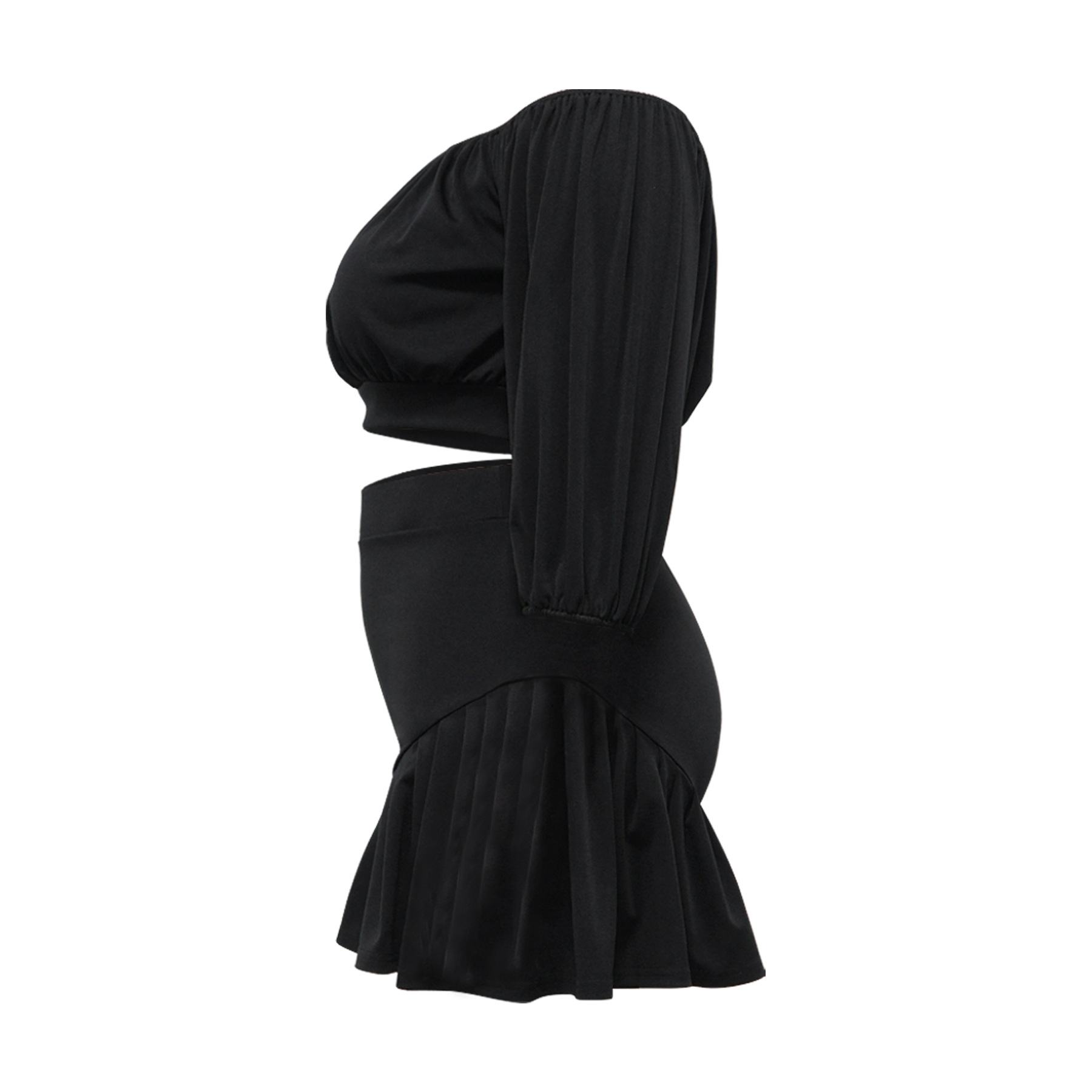 CM.YAYA Plus Size Women's Set Long Sleeve Slash Neck T-Shirt and Shorts 2025 Summer Ruched Two 2 Piece Set Outfits Tracksuit CM.YAYA Plus Size Women's Set Long Sleeve Slash Neck T-Shirt and Shorts 2025 Summer Ruched Two 2 Piece Set Outfits Tracksuit