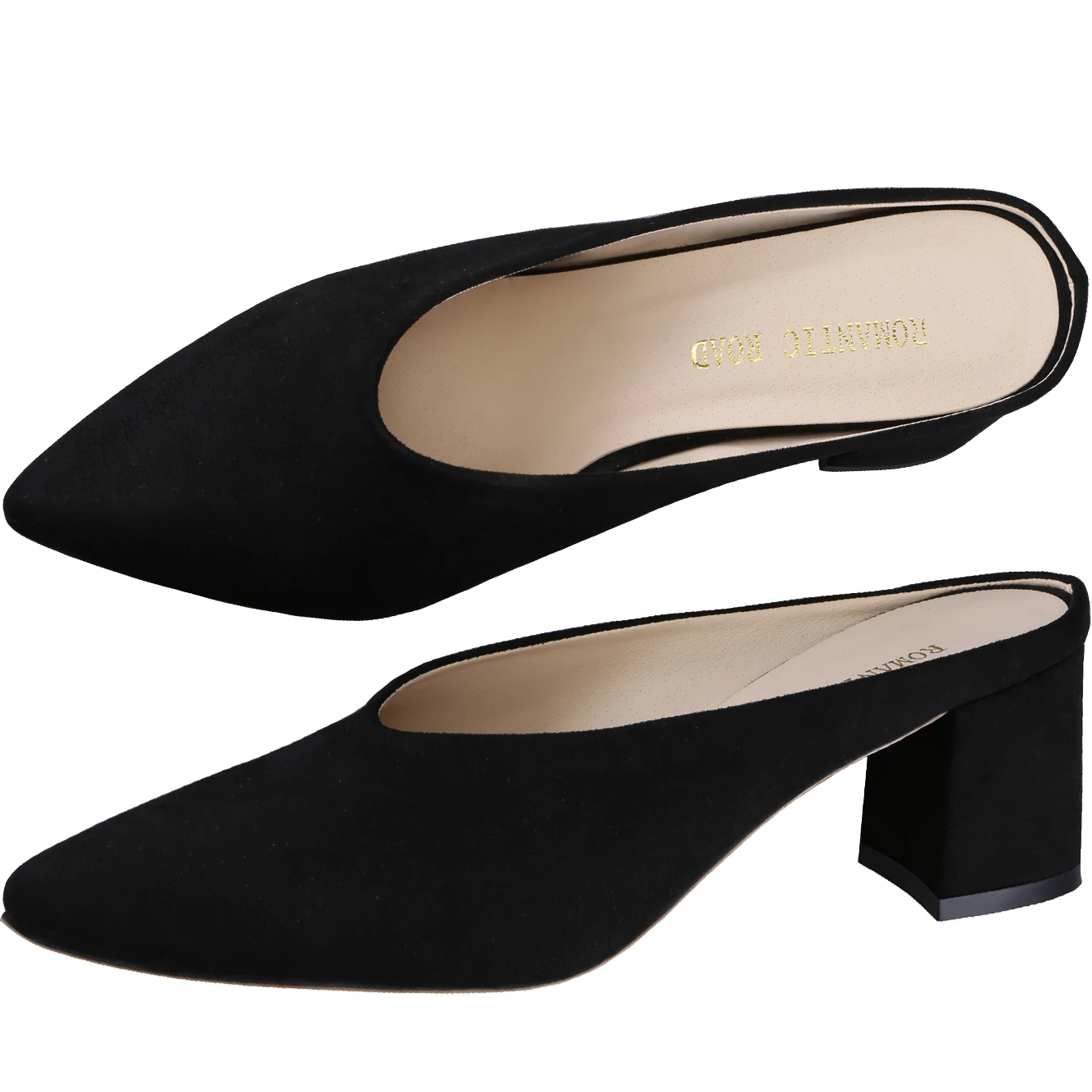 Women Slippers Sandals Single Work OL Thick Heel 5cm Sexy Ship on Pointed Toe Hight Heels Shollow Mouth Wedding Party Shoes