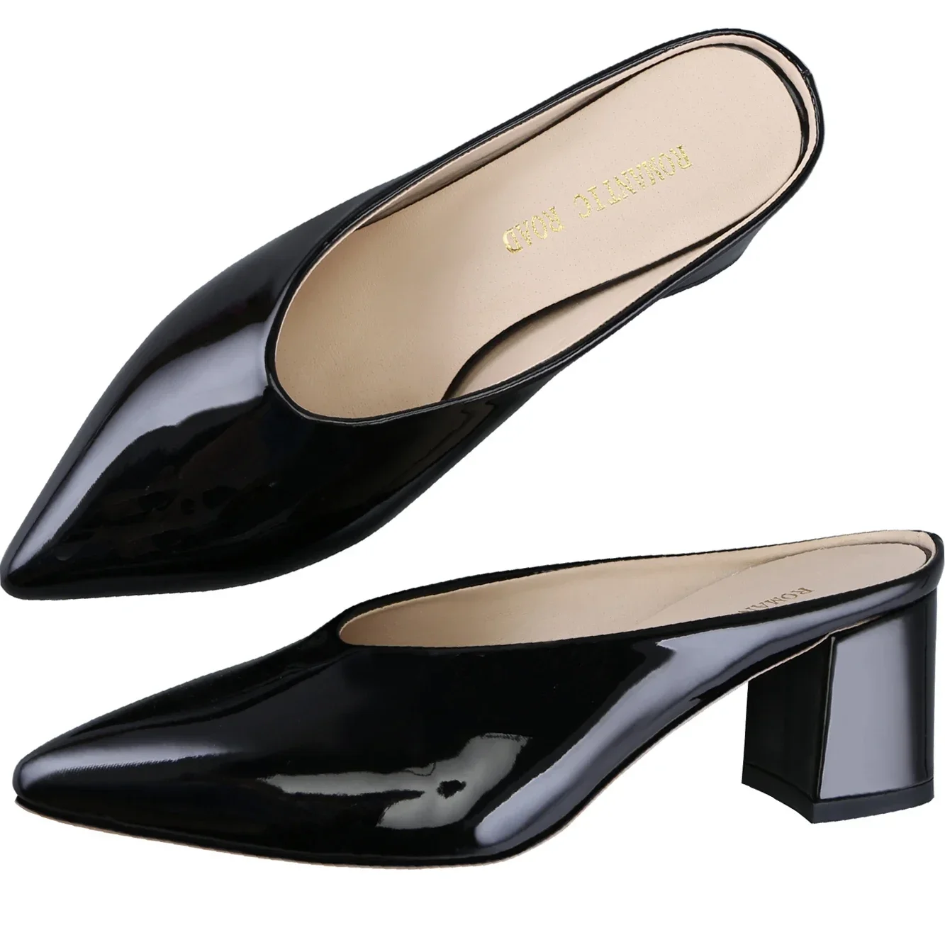 Women Slippers Sandals Single Work OL Thick Heel 5cm Sexy Ship on Pointed Toe Hight Heels Shollow Mouth Wedding Party Shoes