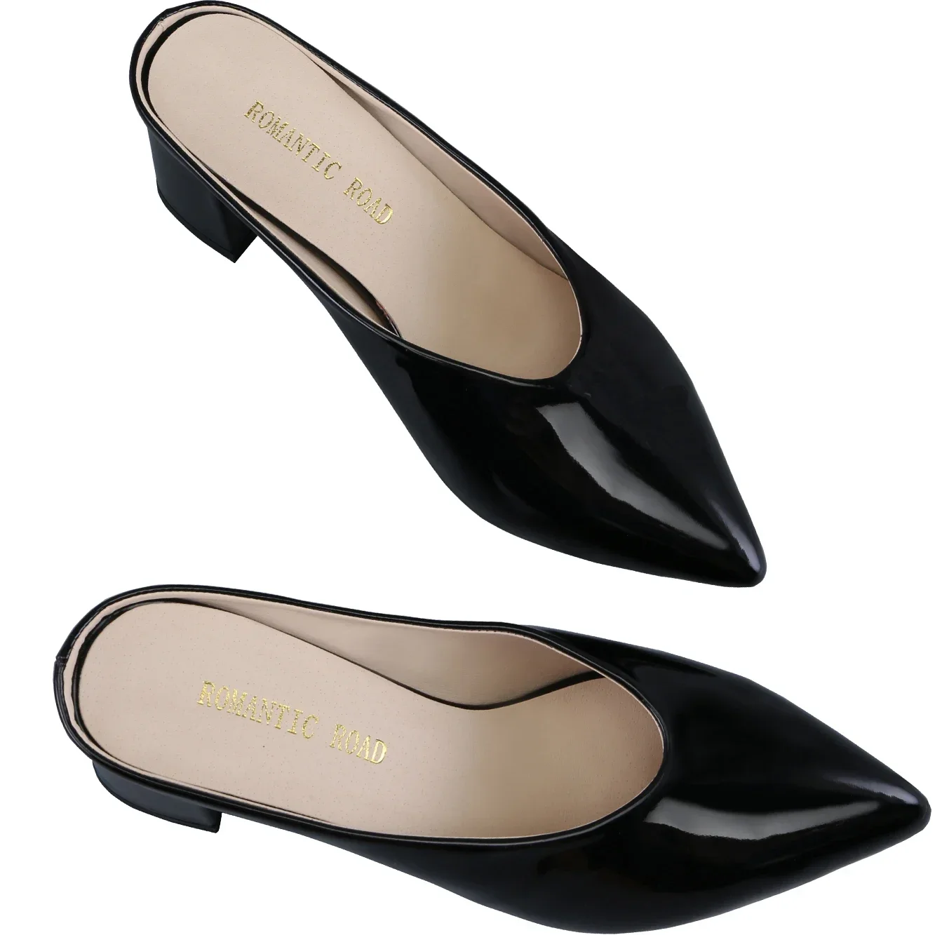 Women Slippers Sandals Single Work OL Thick Heel 5cm Sexy Ship on Pointed Toe Hight Heels Shollow Mouth Wedding Party Shoes