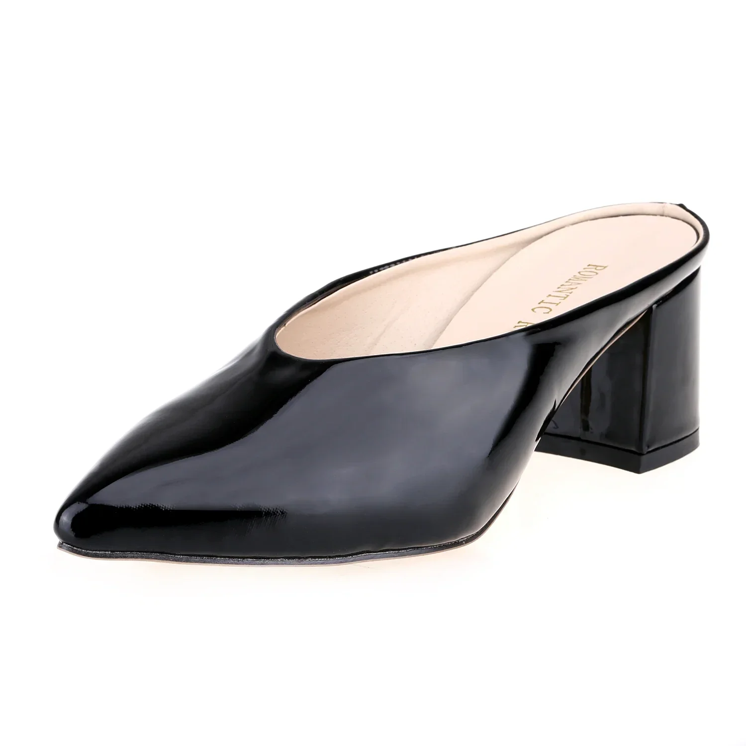 Women Slippers Sandals Single Work OL Thick Heel 5cm Sexy Ship on Pointed Toe Hight Heels Shollow Mouth Wedding Party Shoes