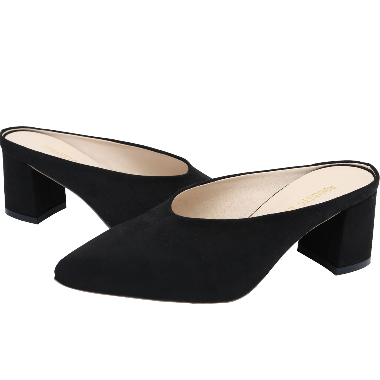 Women Slippers Sandals Single Work OL Thick Heel 5cm Sexy Ship on Pointed Toe Hight Heels Shollow Mouth Wedding Party Shoes