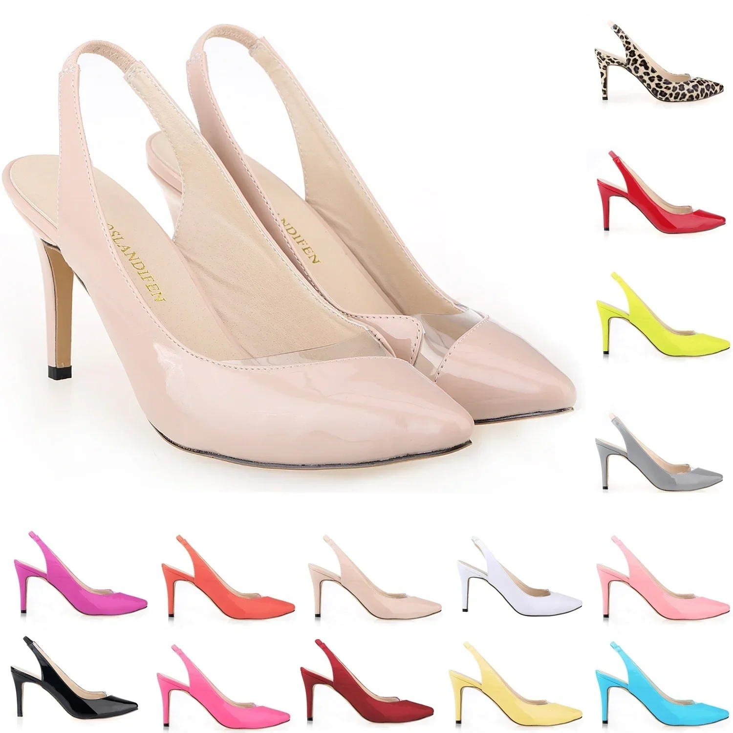 Women’s Sandals Sexy Pumps 8cm High Heels Pointed Toe Transparent Slingback Women Party Wedding Shoes Elegant Large Size 42