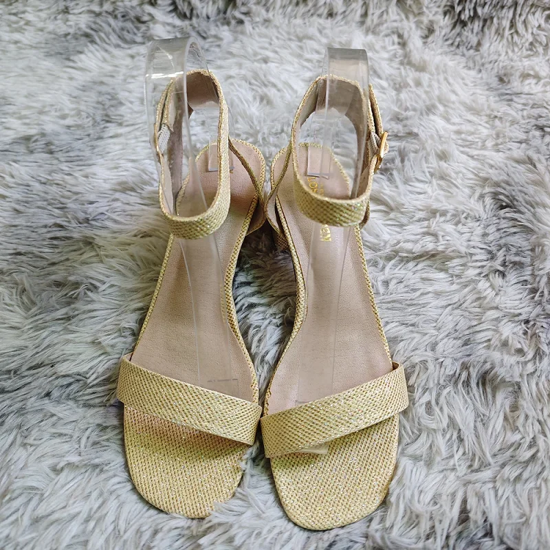 Women's Sandals Silver Gold Summer Open Toe Ankle Strap Comfort Low Block Chunky High Heels Party Dress Sexy Pumps Wedding Shoes