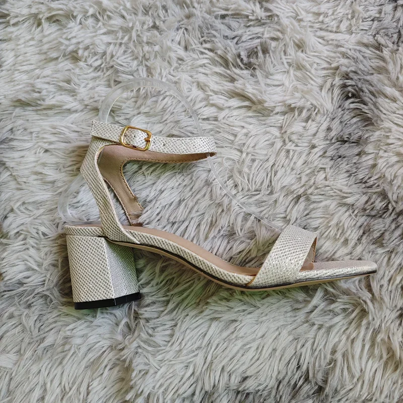 Women's Sandals Silver Gold Summer Open Toe Ankle Strap Comfort Low Block Chunky High Heels Party Dress Sexy Pumps Wedding Shoes