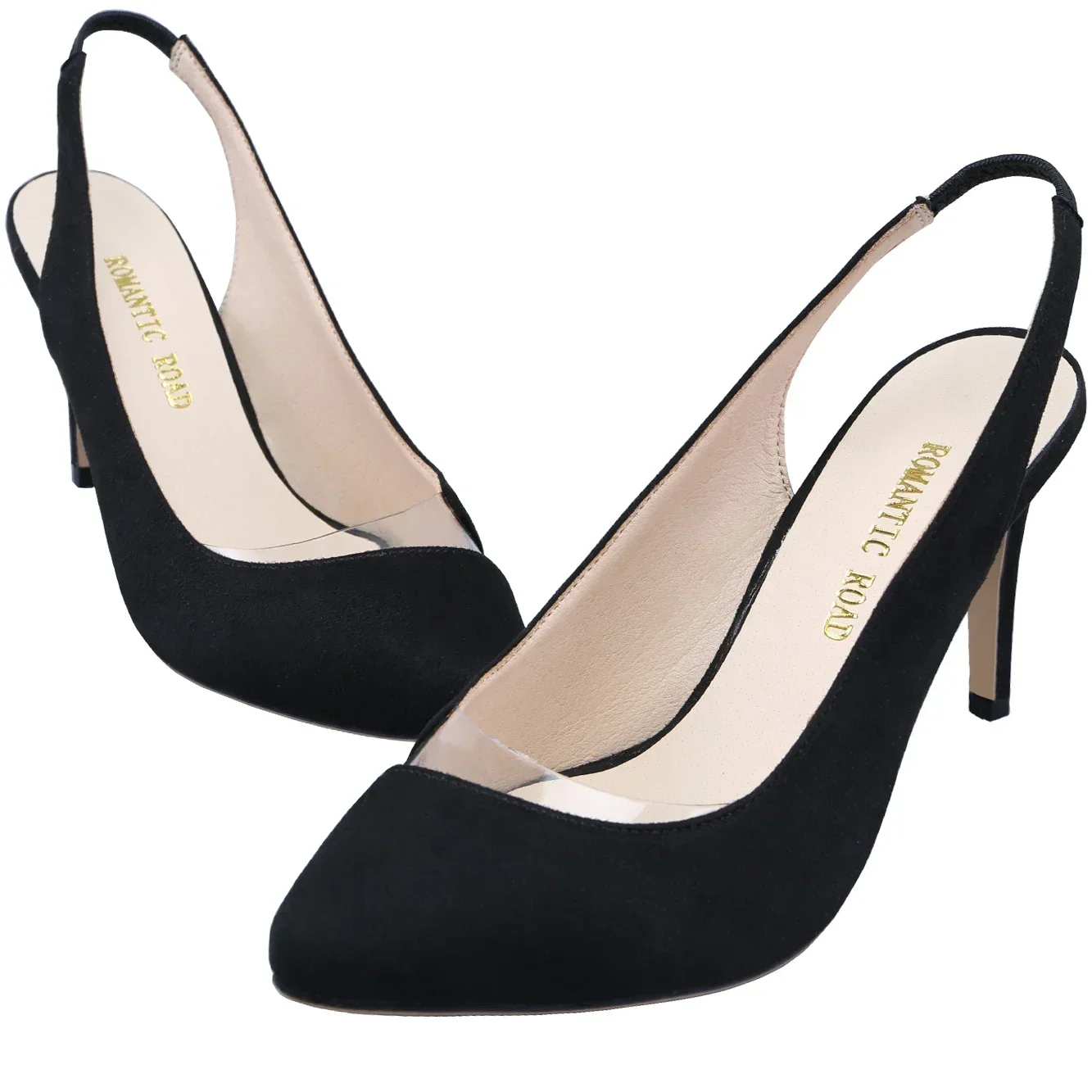 Women Sandals Sexy Pumps Stilettos Fashion Transparent 8cm High Heels Pointed Toe Slingback Ladies Party Dress Wedding Shoes