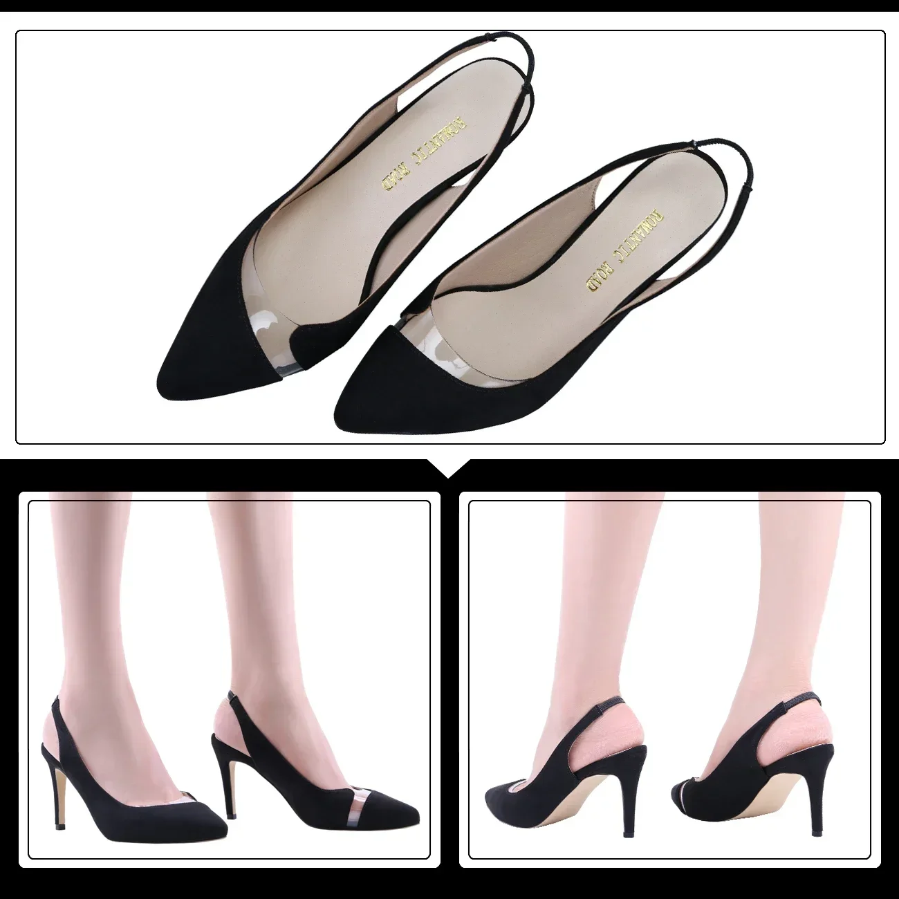 Women Sandals Sexy Pumps Stilettos Fashion Transparent 8cm High Heels Pointed Toe Slingback Ladies Party Dress Wedding Shoes