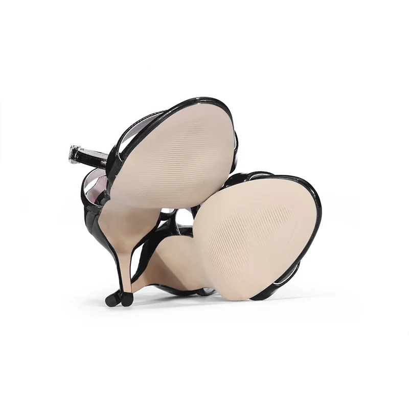 Summer Women Sandals Sexy Stripper Pumps Ankle Strap High Heels Flock Lady Gladiator Evening Stilettos Party Nude Wedding Shoes