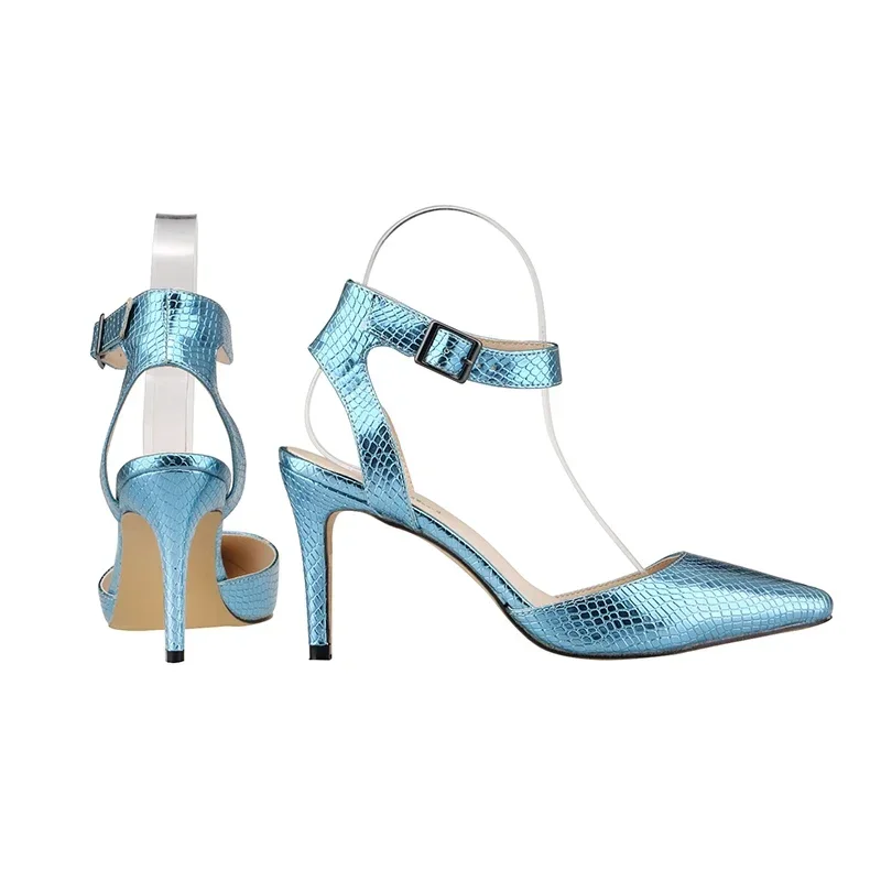 Women Sansals Stilettos Crocodile Sexy Pumps Casual PU Leather Fashion Open Toe High Heels Ladies Party Dress Wedding Shoes