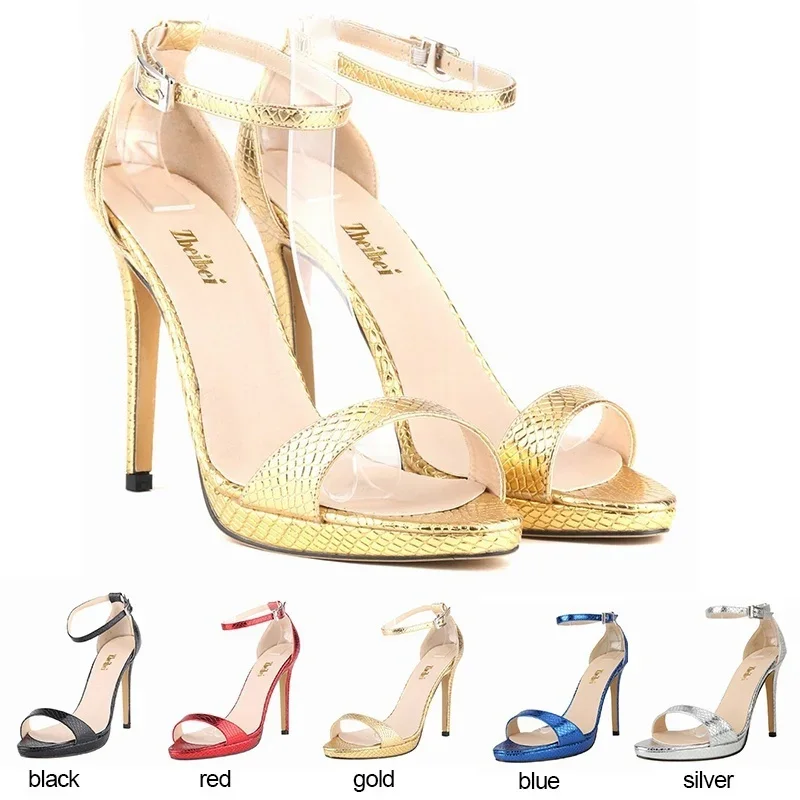 Women Sandals Summer 11cm Sexy High Heels Crocodile Leather Pumps Stilettos Pole Dance Wedding Party Dress Shoes Large Size 43 Women Sandals Summer 11cm Sexy High Heels Crocodile Leather Pumps Stilettos Pole Dance Wedding Party Dress Shoes Large Size 43