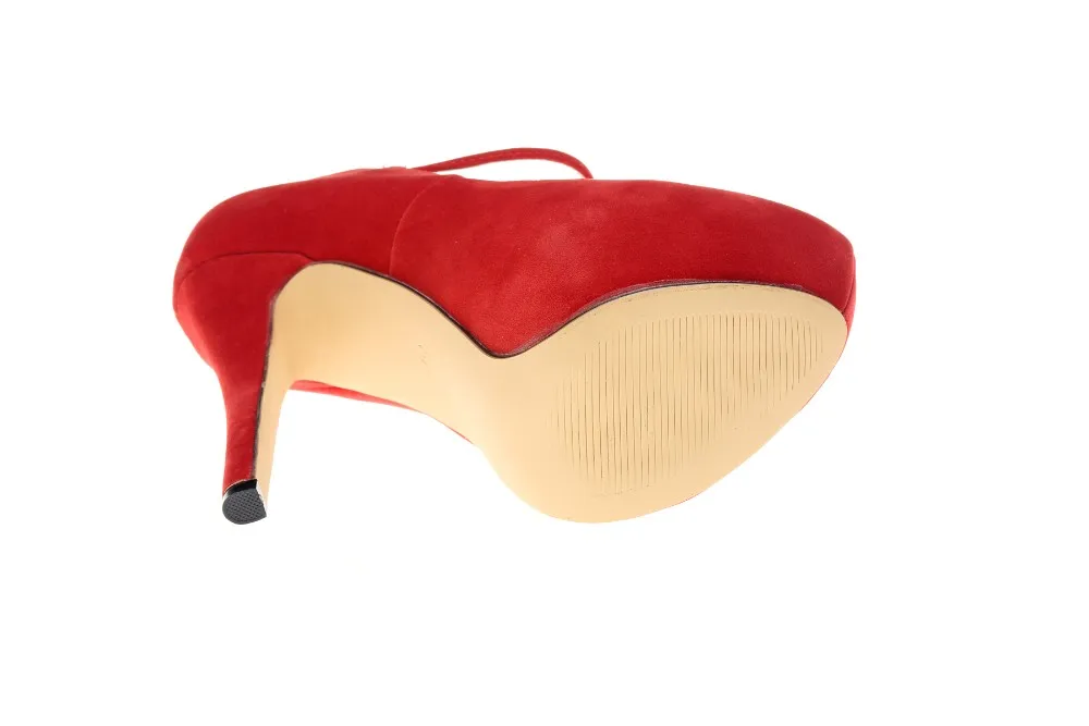 Women Pumps Stilettos New Sexy 14cm Round Toe Platform High Heels Flock Nightclub Party Dress Black Red Wedding Shoes Plus Size