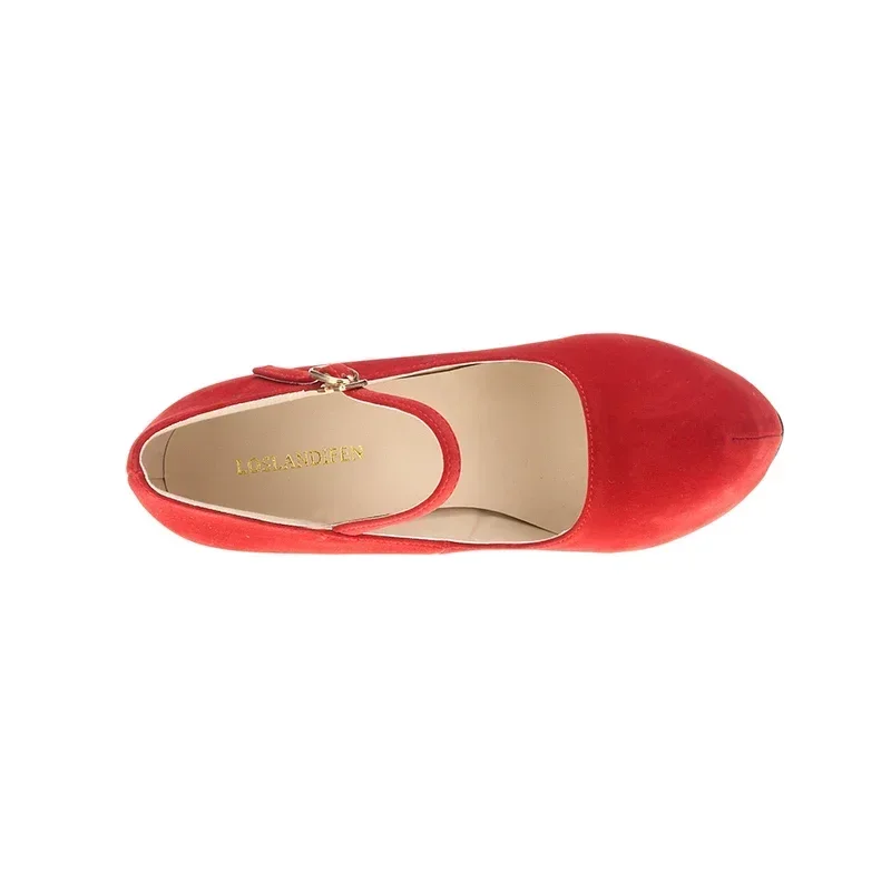 Women Pumps Stilettos New Sexy 14cm Round Toe Platform High Heels Flock Nightclub Party Dress Black Red Wedding Shoes Plus Size